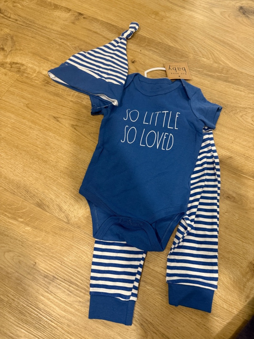 Rae Dunn Blue & White Baby Matching Set - "So Little So Loved"